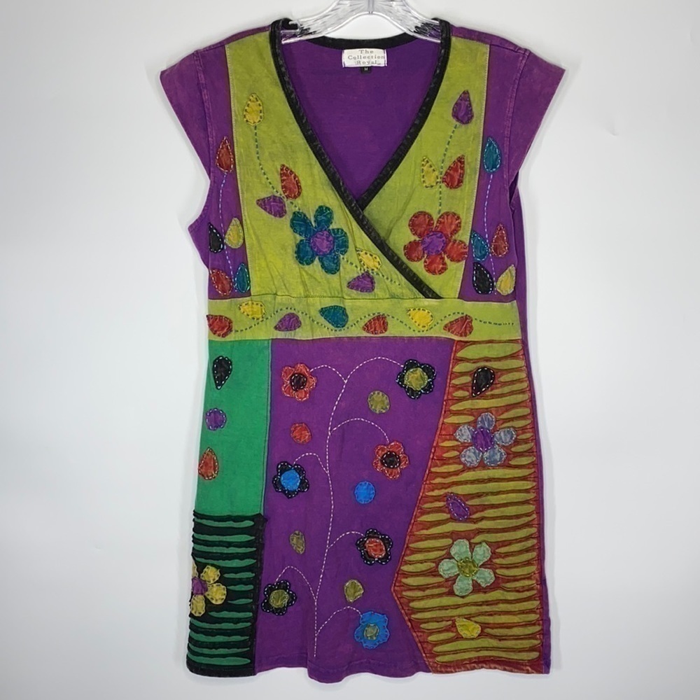 The Collection Royal Pull Over Boho Hippie Patchwork Dress Medium
